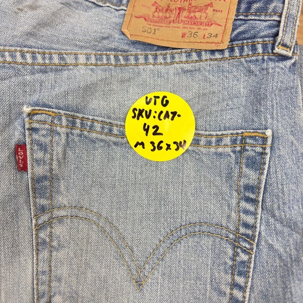 Vintage Levis 501 Mens 36x34 Original Fit Jeans Thigh Faded Denim
